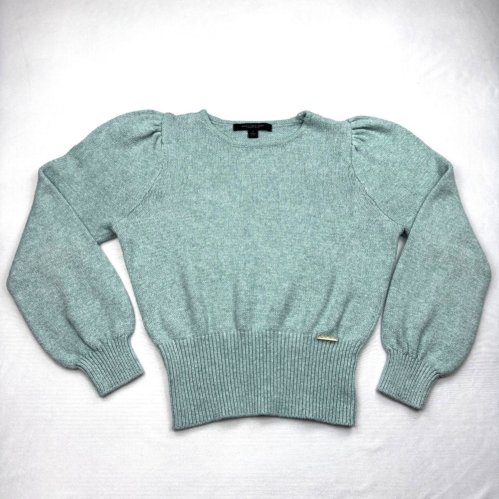Marc New York Sweater Womens Small Seafoam Mint Green Puff Sleeve Knit Pullover